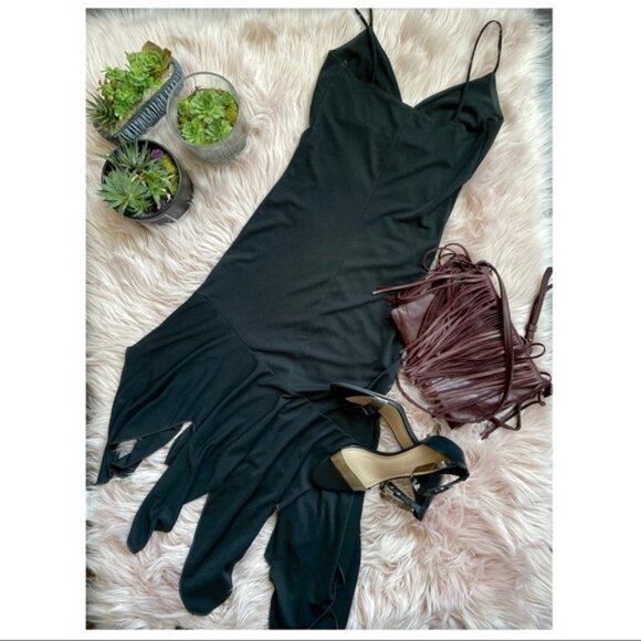 LE CHATEAU Black Ruffled Grunge Gothic Style Pleated Dress - Picture 7 of 13